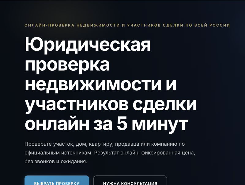 Обезличенный фрагмент первого экрана автоматической проверки недвижимости